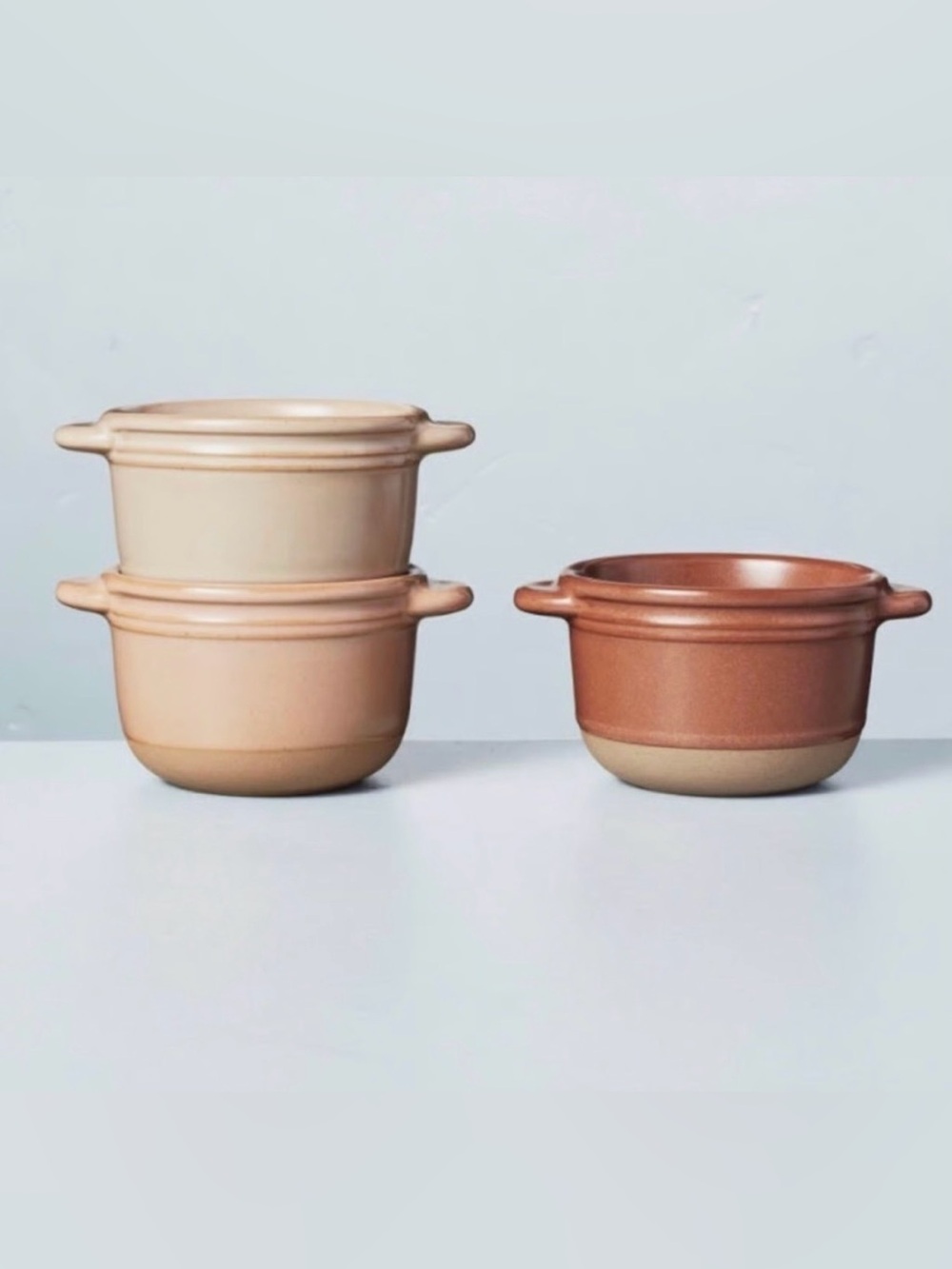 HEARTH AND HAND WITH MAGNOLIA 3 pc Stoneware Ramekins NEUTRAL COLORS NEW